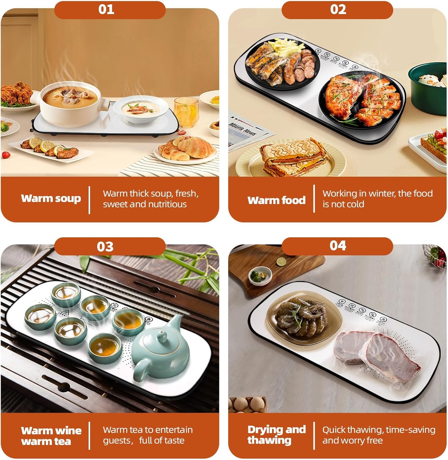 Food Heating Glass Tray