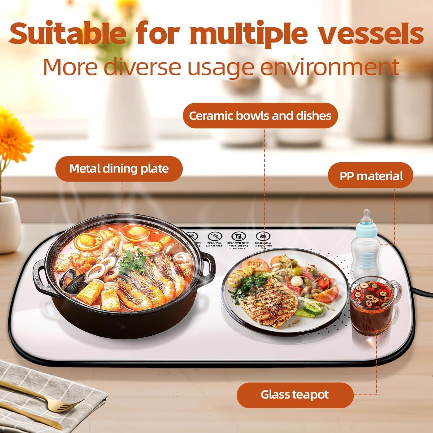 Food Heating Glass Tray