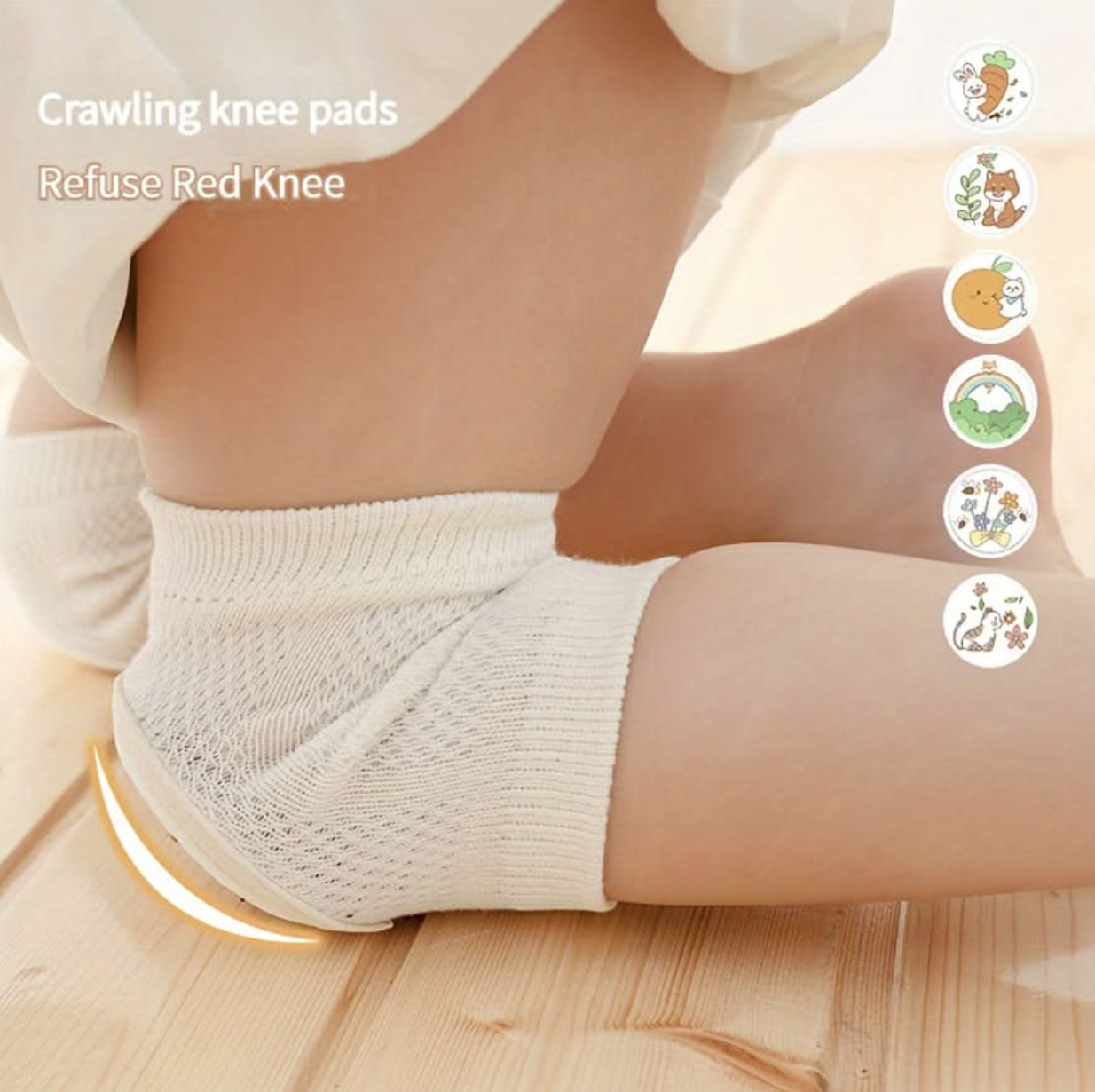 Baby Knee Pads with Cute Animal Embroidery